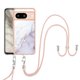 thumbnail image 1 of Funda para Google Pixel 8, antiarañazos, suave, con diseño de mármol y correa cruzada., 1 of 5