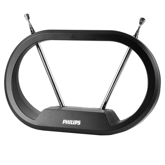 PHILIPS Modern Loop Rabbit Ears Antena de TV para Interiores, dipolos Extensibles de 15 Pulgadas, 4K