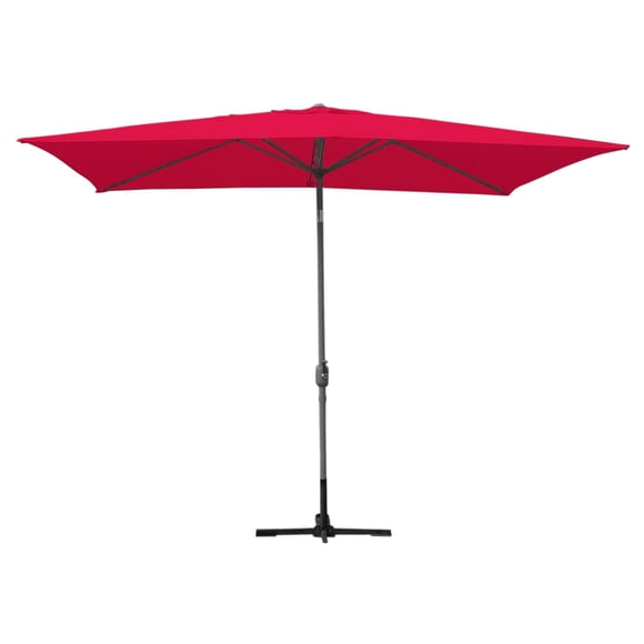 Afuera Living 6.5' x 10' Aluminum Patio Market Umbrella Tilt with Crank in Red