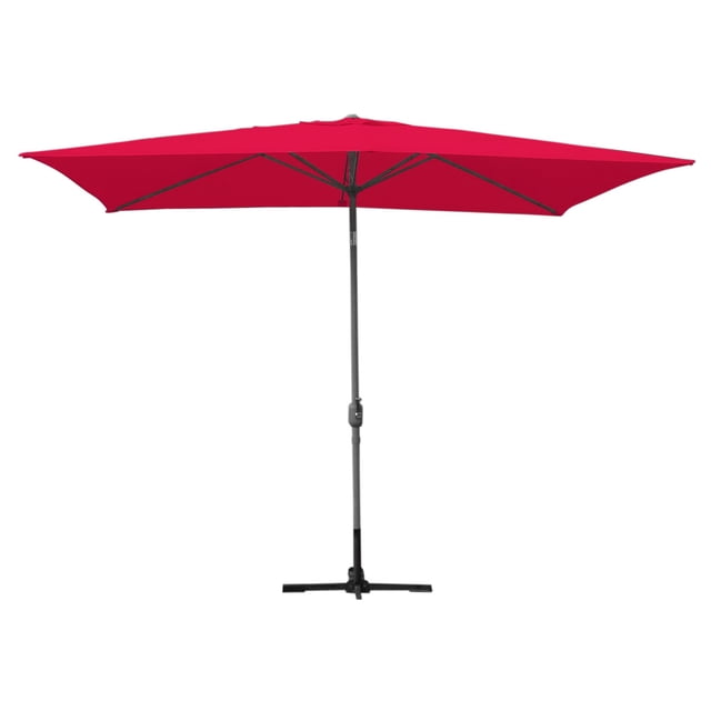 Jeco Parasol de Marché pour Patio en Aluminium 6,5 Pieds x 10 Pieds Inclinable avec Manivelle, Rouge