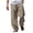 Beige, variant on ZQUUVOU Men's Cotton Linen Pants Drawstring Multi Pocket Solid Trousers Relaxation Length Pants Beige