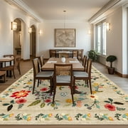 Pentantan 5x7 Floral Area Rugs, Machine Washable Rug for Living Room- Soft Indoor Carpet, Low Pile for Bedroom, Dining Room, Playroom, Office