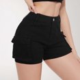thumbnail image 4 of vigerkar 2025 Women's High Waist Slim Fit Pocketed Cargo Shorts for Summer Casual Comfort Shorts for Women Black, L, 4 of 4