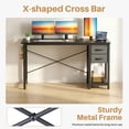 thumbnail image 4 of edx Computer Desk with Drawer 47 Inch PC Table Study Desk with 2-Tier Drawers Storage Shelf Headphone Hook, Modern Simple Style Laptop Desk for Bedroom,Black Grain, 4 of 9