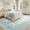 thumbnail image 2 of Fnova 5x7/8x10/9x12 Boho Oushak Area Rug, Colorful Washable Non-Slip Indoor Carpet Oriental Floral, Oeko-Tex Certified, Mint BLue, 2 of 8