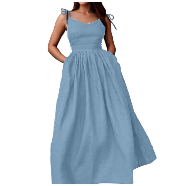 Vestido de moda liso sin espalda con cuello en V y cintura alta para mujer, poliéster spandex, estilo sexy y elegante, tallas S-XXXL