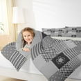 thumbnail image 4 of jejeloiu Vintage Patchwork Checkered Queen Comforter Set,Gray Geometric Flower Bedding Sets,Rhombus Circle Dot Bedding Comforter Set For Kids,Ultra Soft Home Decor Reversible,3-Piece, 4 of 8