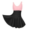 thumbnail image 4 of Baqcunre Women's V Neck One Piece Skirt Swimsuit Ruched Retro Swimdress Bathing Suit Pink S, 4 of 6