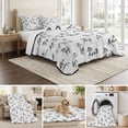 thumbnail image 6 of Full Quilt Set 78''x90'', Black Horse Lightweight Summer Bedspread Coverlet Set with 2 Pillow Shams, Watercolor Vintage Animals Breathable All Season Quilt Bedding for Bedroom/Guest Room, 6 of 9