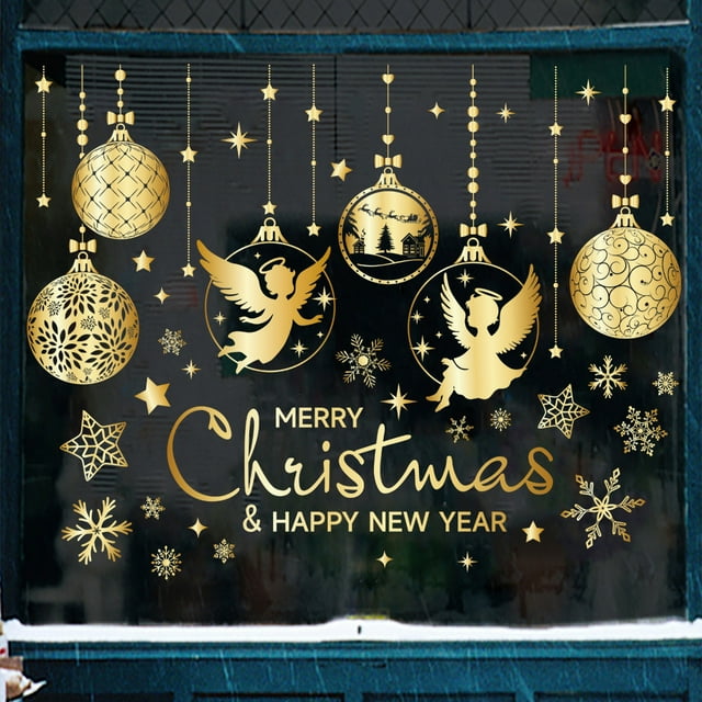 Colorful Christmas Tree Window Stickers - Removable & Reusable PVC Cling Film for Glass Holiday Decor