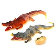 Animal Kingdom Crocodile Lizard Toy Dinosaur Figures w Toy Egg, Highly Detailed Textured Body (Colors May Vary) by Velocity Toys