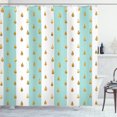thumbnail image 1 of Modern Shower Curtain, Drops on Vertical Striped Background Geometric Simplistic Print, Fabric Bathroom Set with Hooks, 69W X 84L Inches Extra Long, Mint Green White and Yellow, by Ambesonne, 1 of 3