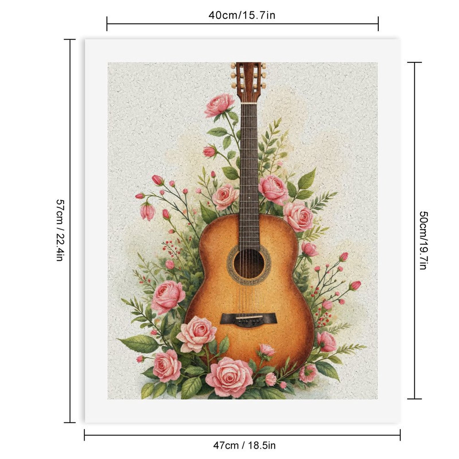 Paint By Numbers Kit for Adults Beginner - Guitar Floral Arrangement Art DIY Canvas Painting Kits for Adults, Frameless Paint By Number for Adults for Home Wall Decor 16x20 Inch