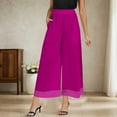 thumbnail image 2 of Lixiuxyad Women's Pants Women's Flowy Wide Leg Casual Pants High Waisted Elastic Waistband Lightweight Chiffon Comfortable Trousers With Pockets Purple, 2 of 5
