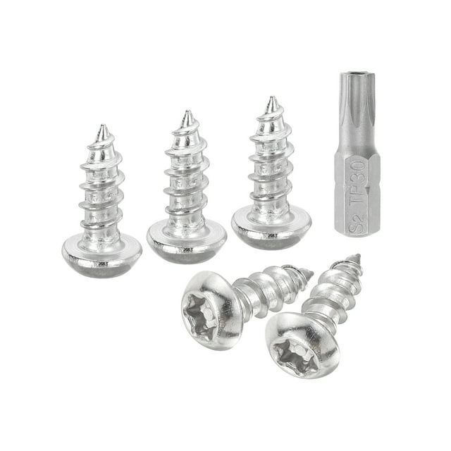 30pack M6 x 12mm Button Head Torx Security Sheet Metal Screws with T30 Bit