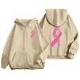 thumbnail image 5 of Breast Cancer Zip Up Hoodie for Women Pink Ribbon Graphic Jackets Fall Winter Oversized Sweatshirt with Pocket, 5 of 6