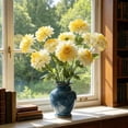 thumbnail image 3 of 3 - Head Artificial Dahlia Silk Flowers, Living Room Decor, Dining Table Centerpiece, Wedding and Event Decor, Easy Care, Modern Indoor Accent,Yellow, 3 of 4