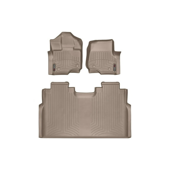 WeatherTech Custom Fit FloorLiners compatible with Ford F-150 Lightning, F-150, F-150 Raptor - 1st & 2nd Row, Tan