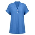thumbnail image 4 of Vinsonshop Embroidered Blouse Dressy Casual Loose Fit Summer Eyelet Business Shirts V Neck Eyelet Tees Eyelet Embroidery Blouses T Shirts Cute Summer Tops for Women (S-5XL), 4 of 9