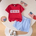 thumbnail image 2 of Kogui Baby Boy Clothes Newborn Summer Infant Toddler Baby Boy Birthday Outfit Short Sleeve Birthday Shirt Shorts Summer Outfit 2T 3T (Red,2-3 Years), 2 of 4