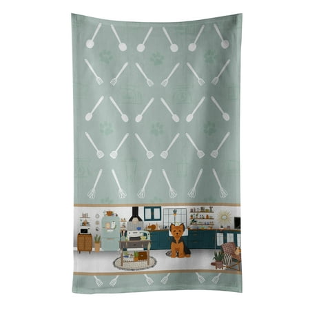 

Black and Tan Puppy Cut Yorkshire Terrier in the Kitchen Kitchen Towel 15 in x 25 in