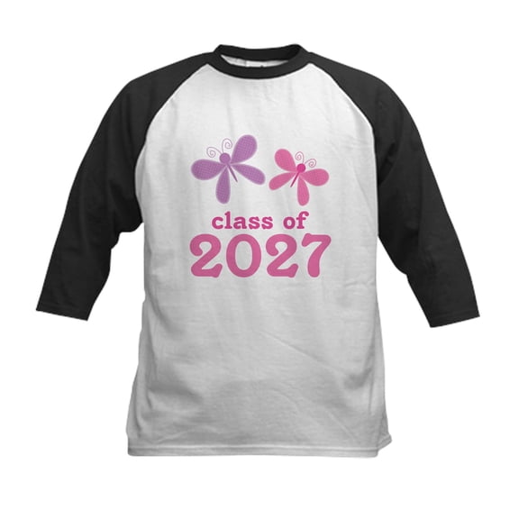 CafePress - 2027 Butterflies Class Baseball Jersey - Kids Cotton Baseball Jersey, 3/4 Sleeve Shirt