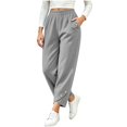 thumbnail image 3 of VBVC Women's Cropped Pleated Capri Pants , Side Button Lounge Trousers For Women , Ladies' High Waisted Pants with Pockets, *Gray , Large, 3 of 7