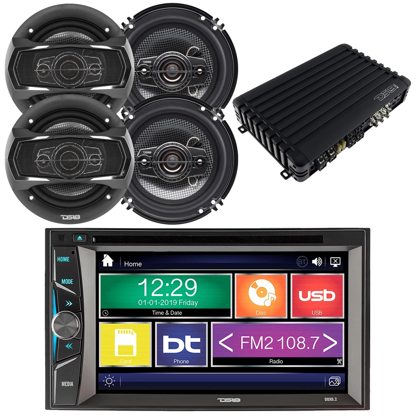 6.2" Double DIN Built in Bluetooth DVD Player Car Audio Stereo Receiver, SELECT Series 6" 4Way