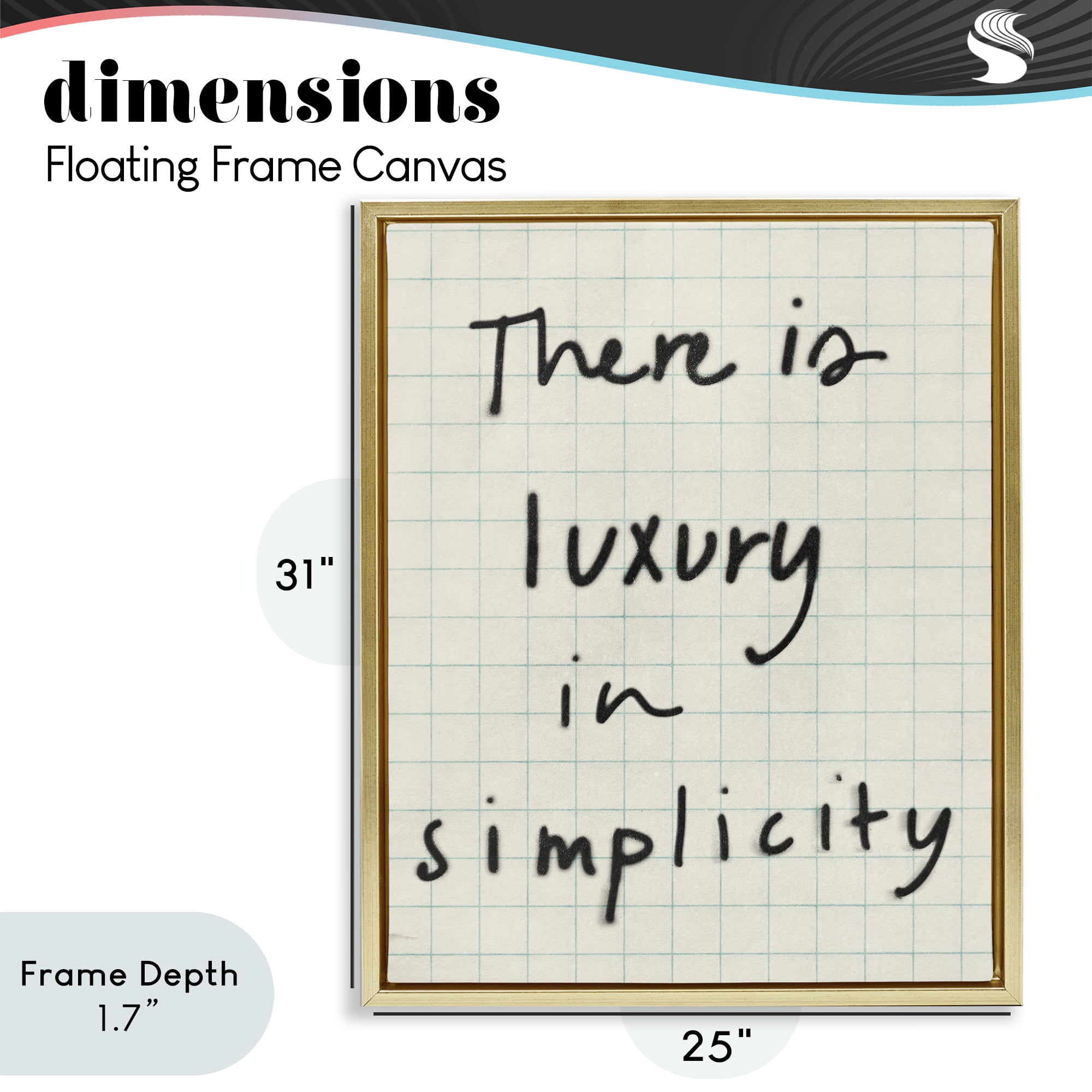 Stupell Industries Luxury In Simplicity Scrawl Gold Framed Floater Canvas Wall Art, design by Victoria Barnes