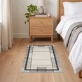 thumbnail image 3 of ODIKA 2'x3' Ultra-Soft Accent Mat, Abstract Linework Grid Minimalist Interlocking Block Motif Brushstroke None Washable, Bare feet friendly, Easy Care Indoor rug for Bedside, Footrest, 3 of 7