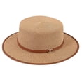 thumbnail image 2 of Sombrero de paja tejido con protección solar para mujer, sombrero de ala corta a la moda para mujer caqui, 2 of 9