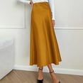 thumbnail image 2 of XIAONU Womens Skirts Elegant High Waist Solid Color Satin Skirt Elastic Waist Casual Skirt Work Office Formal Wear, 2 of 5