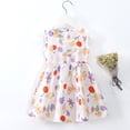 thumbnail image 4 of Toddler Kids Girls Summer Sleeveless for Tank Dress Cute Cartoon Fruit Floral Print Round Neck Button Back Princess Sund, 4 of 10