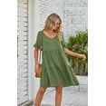 thumbnail image 5 of 2024 Summer Women's Dress Casual V Neck Babydoll Three Layer Pleated Dress, 5 of 7