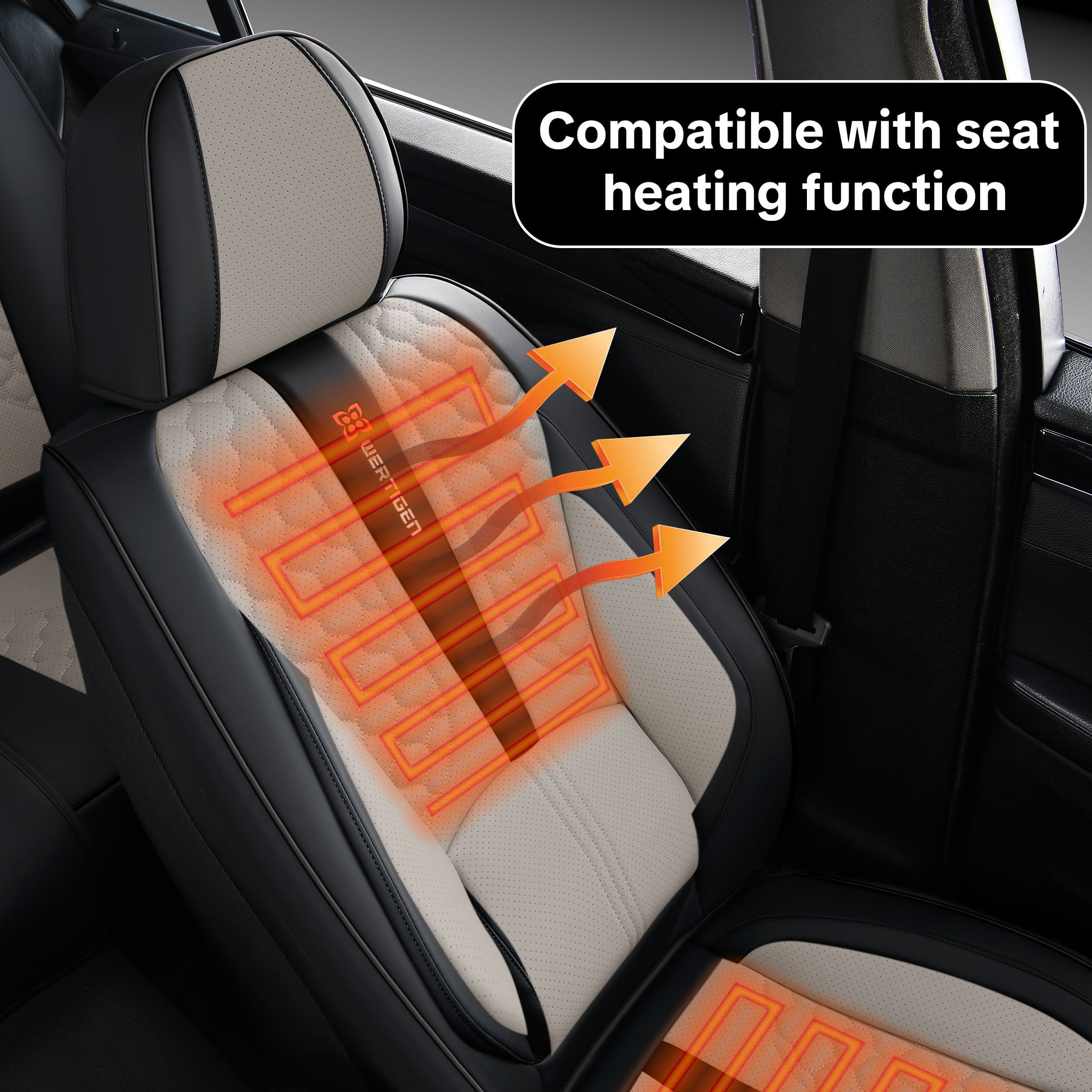 Car Seat Cover for Hyundai Tucson 2005-2026, Black and Gray Car Seat Covers, Premium Leather, 5 Piece Full Set, Waterproof, Anti-Slip, Suitable for All Seasons, Beautify the Interior of Old Cars