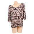 thumbnail image 2 of Gvmfive Women Leopard V Neck Elbow Length Sleeve Casual Loose Baggy Tops, 2 of 4