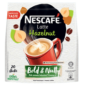 Nescafe 3 in 1 Hazelnut Coffee Latte - Instant Coffee Packets - Single Serve Flavored Coffee Mix - Bold & Nutty