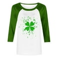 thumbnail image 4 of Women's 3/4 Sleeve St. Patrick's Day Shirts - Crewneck Color Block Loose Raglan Blouse Going Out Casual Graphic Tee Tops, 4 of 5