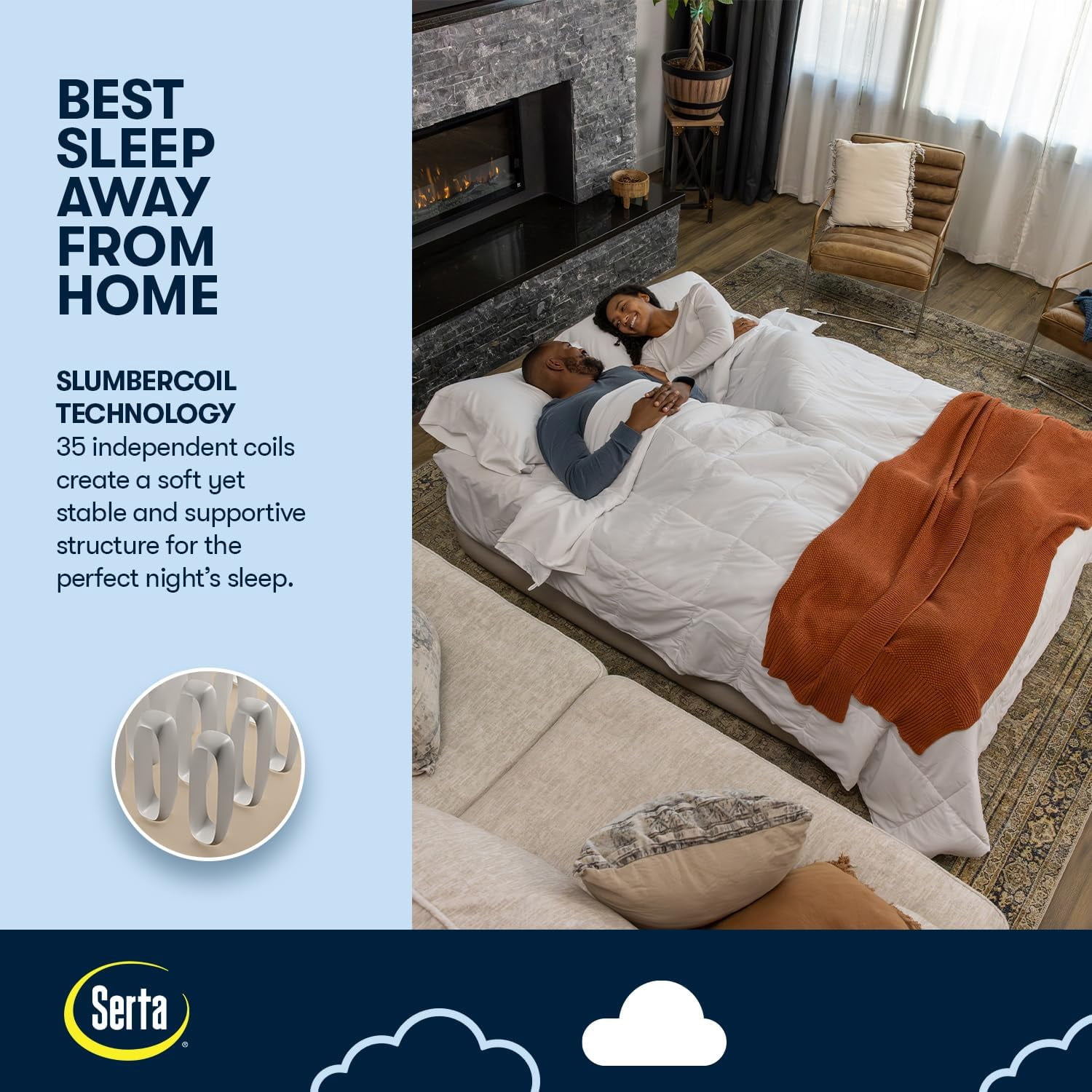 Serta Raised Air Mattress with Never Flat Pump | Luxury Inflatable Mattress with Built in Air Pump to Ensure a Good Night’s Rest | Heavy Duty Blow Up Mattress with Self Inflating Pump
