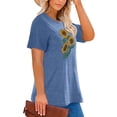 thumbnail image 3 of Anbech Sunflower Plus Size T-Shirts for Women Graphic Sunflower Print Oversize Short Sleeves T-Shirt with Round Neck, 3 of 4