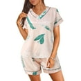 thumbnail image 5 of Vedolay Summer Pajamas for Women's Silk V Neck Shirt Shorts Nightwear,E XL, 5 of 5