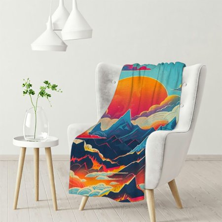 Dvbnli Soft Flannel Blankets, Mountain top Clouds, Personalized, All Season Use for Bed, Sofa, Couch, Camping, Travel, for Adults, Kids, Pets White