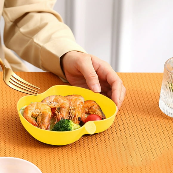 Plato de Cena Plástico en Forma de Manzana, 3.35x3.15 Pulgadas, Liviano Reutilizable para Microondas y Lavaplatos, Vajilla Multicolor para Cocina o Camping, Paquete de 1.