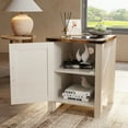 thumbnail image 4 of OKD Nightstand Set of 2 with Charging Station, Farmhouse Rustic Wood Side Table for Living Room, End Table for Bedroom, Antique White, 4 of 7