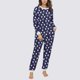 thumbnail image 4 of Conjunto de top y pantalones de poliéster con bolsillos largos y estampado de cuello redondo informal para mujer, 4 of 6