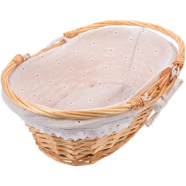 unbranded Cesta Natural Tejida Con Asa Para Recoger Verduras Y En Hogar Color Marrón Claro