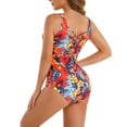 thumbnail image 6 of Wancir Women's Floral Print Square Neck One Piece Swimsuit Ruched Bust Sleeveless Beach Cami Monokini, 6 of 7