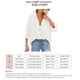 thumbnail image 5 of Camisa informal blanca holgada con cuello vuelto para mujer, talla XL, blusa de manga larga con escote en V, 5 of 6