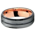thumbnail image 2 of P. Manoukian Tungsten Wedding Band Ring 6mm for Men Women Black & 18K Rose Gold Plated Beveled Edge Brushed Polished Lifetime Guarantee Size 13, 2 of 4