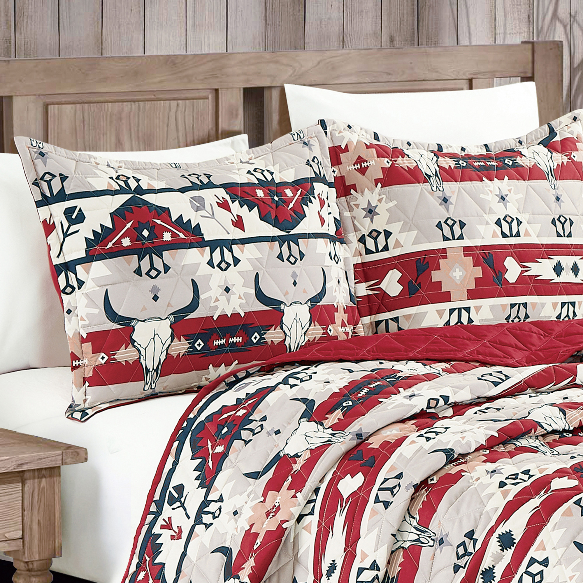 Evjk 3-Piece Decorative Lightweight Bedspread Set – Breathable, Microfiber with Chic Print, QUEEN